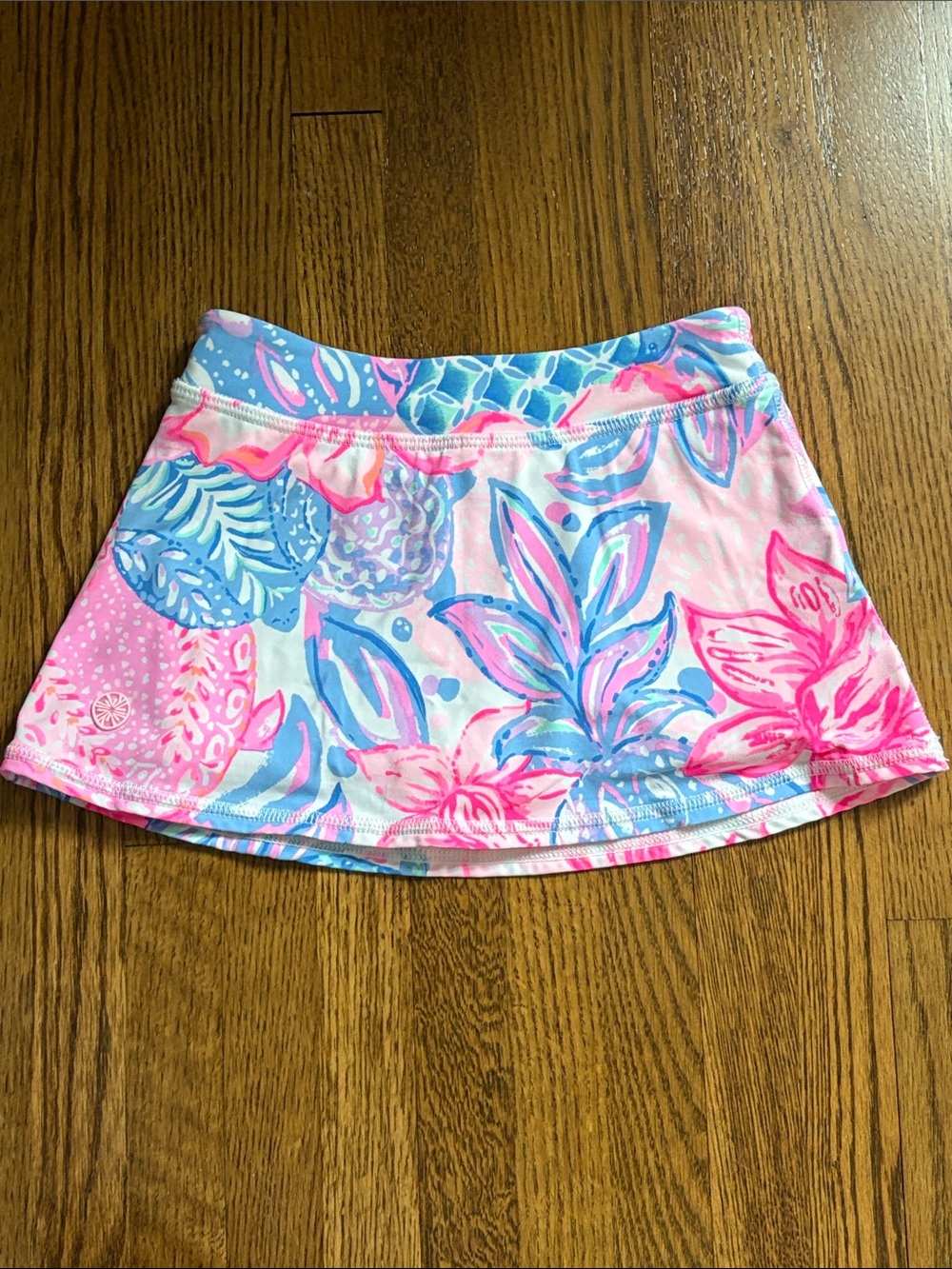 Girls Lilly Pulitzer Mini Aila UPF 50+ Skort in Pink Aisle Snappy Turtle